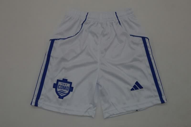 Kids Como 25/26 Home Soccer Jersey And Shorts