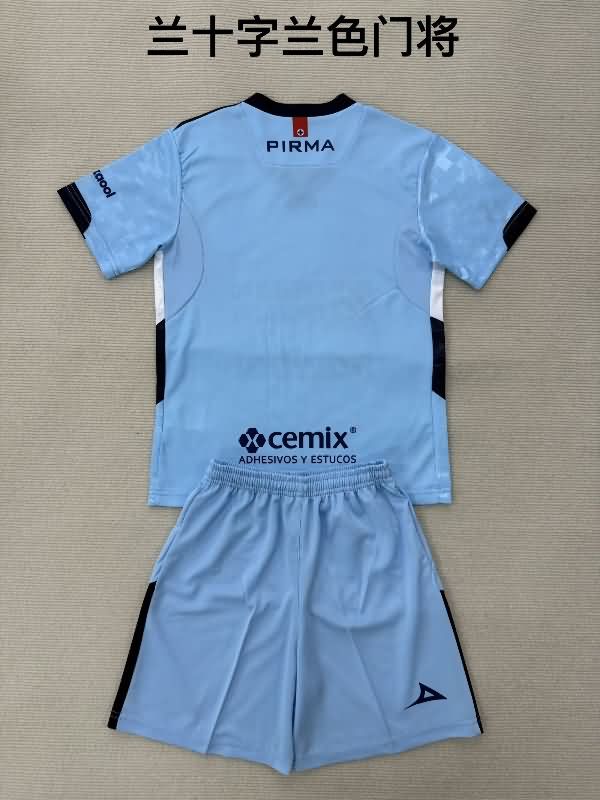 Kids Cruz Azul 25/26 Goalkeeper Blue Soccer Jersey And Shorts