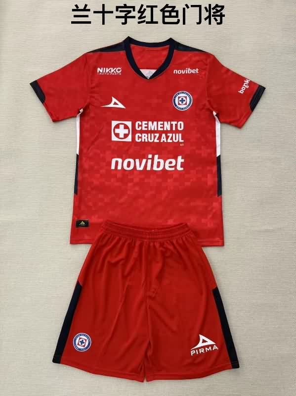 Kids Cruz Azul 25/26 Goalkeeper Red Soccer Jersey And Shorts Kids Cruz Azul 25/26 Goalkeeper Red Soccer Jersey And Shorts
