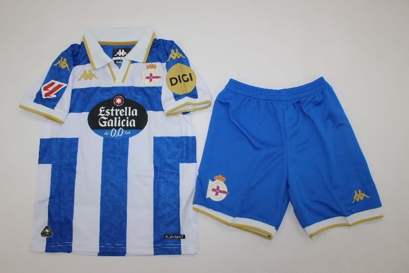 Kids Deportivo La Coruna 25/26 Home Soccer Jersey And Shorts
