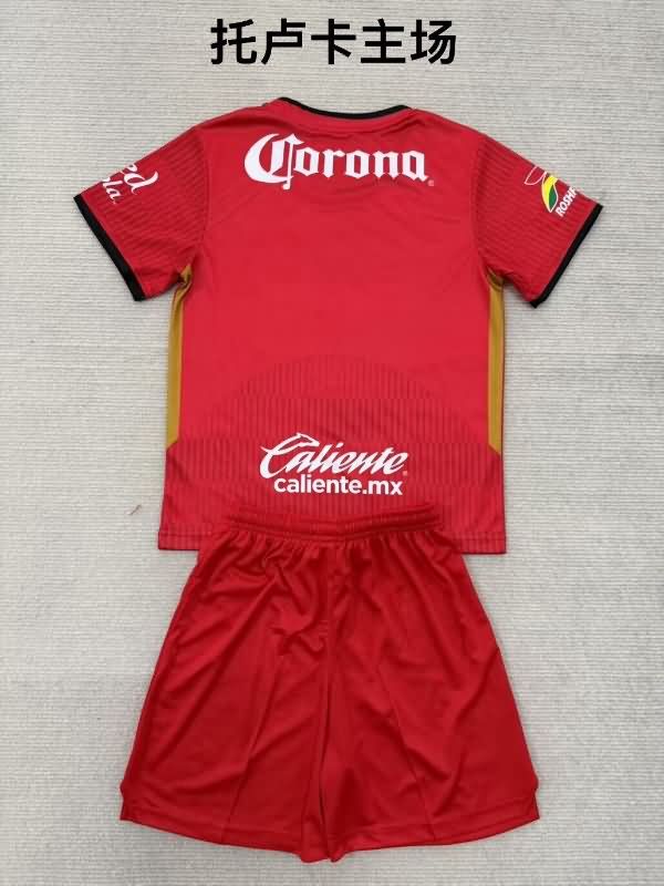 Kids Deportivo Toluca 25/26 Home Soccer Jersey And Shorts