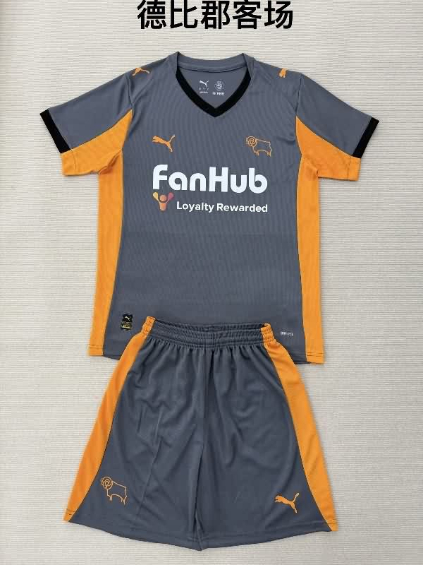 Kids Derby County 25/26 Away Soccer Jersey And Shorts