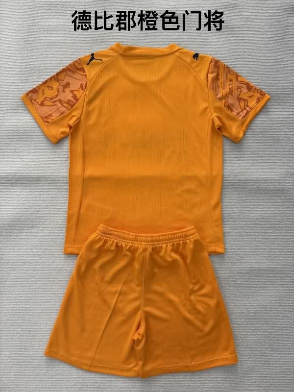 Kids Derby County 25/26 Goalkeeper Orange Soccer Jersey And Shorts