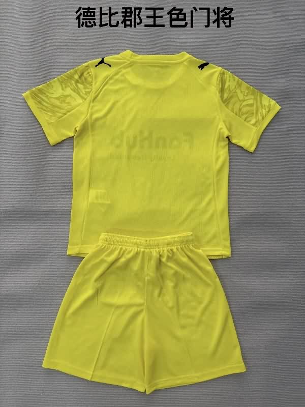 Kids Derby County 25/26 Goalkeeper Yellow Soccer Jersey And Shorts