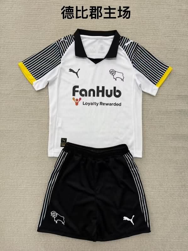 Kids Derby County 25/26 Home Soccer Jersey And Shorts