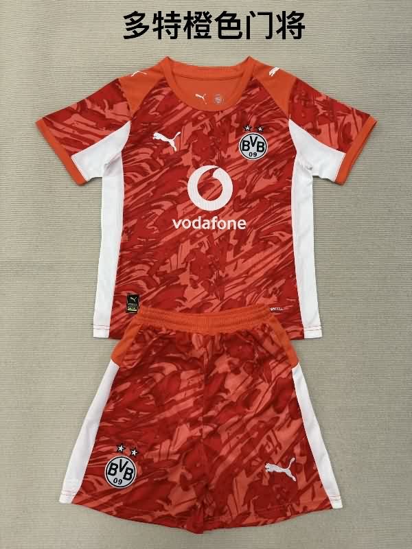 Kids Dortmund 25/26 Goalkeeper Orange Soccer Jersey And Shorts Kids Dortmund 25/26 Goalkeeper Orange Soccer Jersey And Shorts