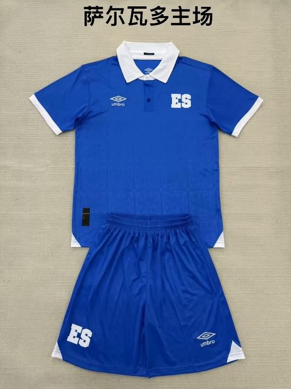 Kids El Salvador 2025 Home Soccer Jersey And Shorts