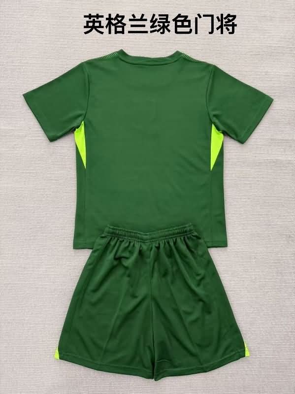 Kids England 2025 Goalkeeper Green Soccer Jersey And Shorts