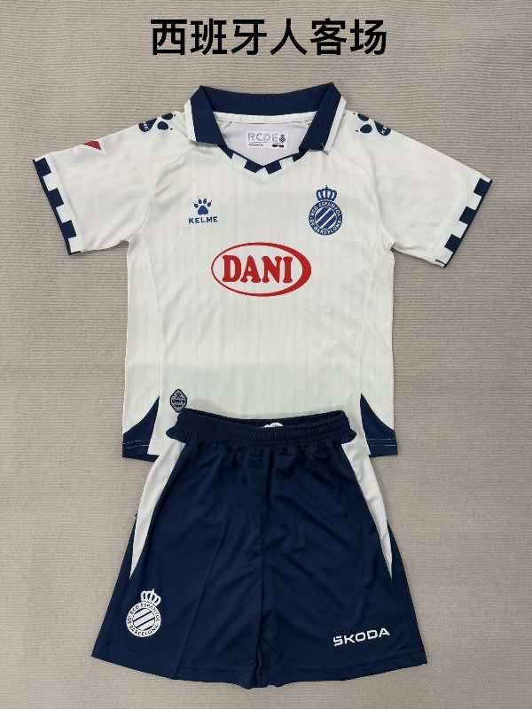 Kids Espanyol 25/26 Away Soccer Jersey And Shorts