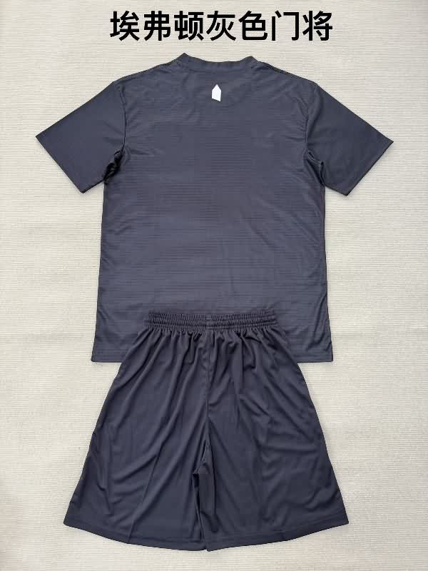 Kids Everton 25/26 Goalkeeper Dark Grey Soccer Jersey And Shorts