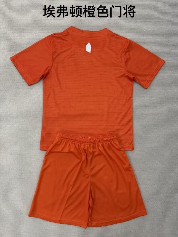 Kids Everton 25/26 Goalkeeper Orange Soccer Jersey And Shorts