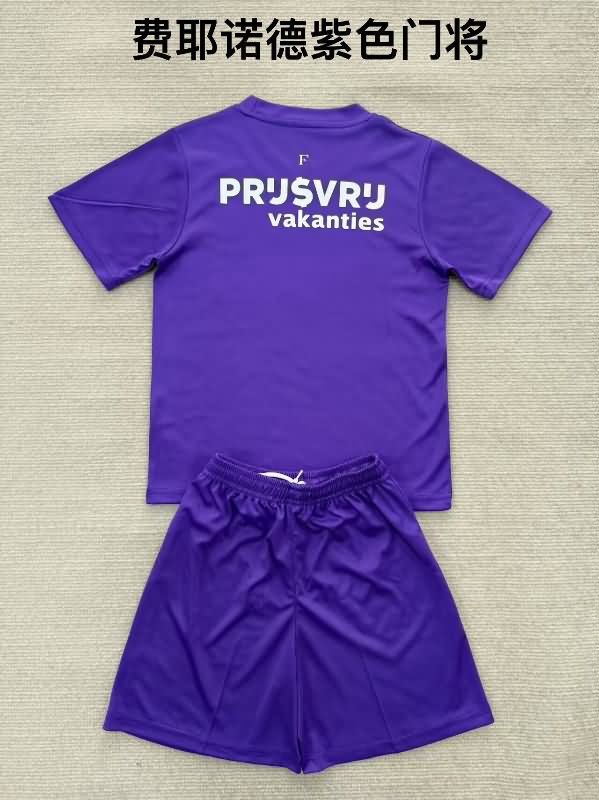 Kids Feyenoord 25/26 Goalkeeper Purple Soccer Jersey And Shorts