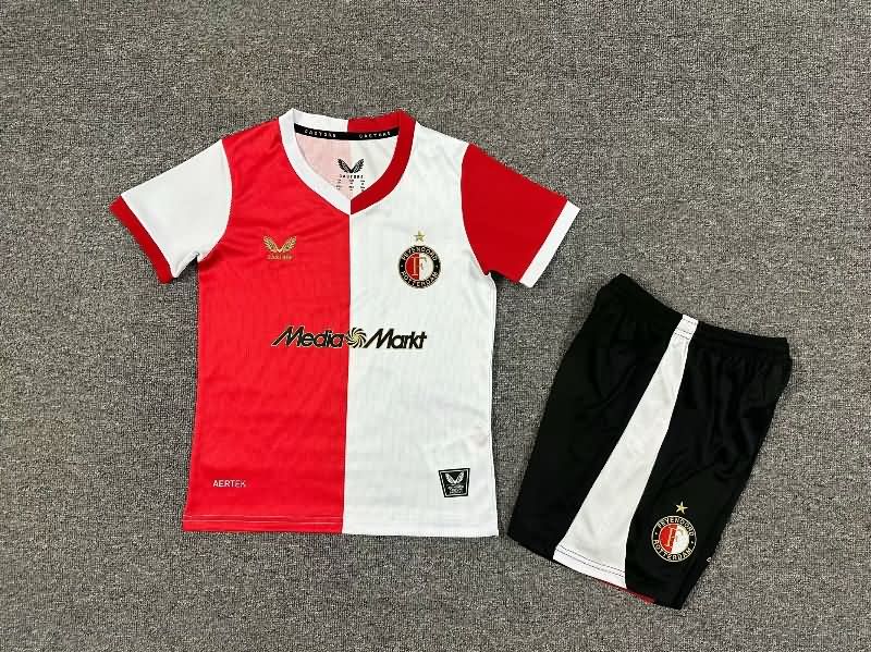 Kids Feyenoord 25/26 Home Soccer Jersey And Shorts