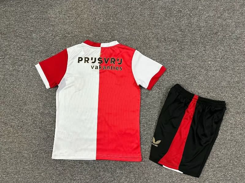 Kids Feyenoord 25/26 Home Soccer Jersey And Shorts
