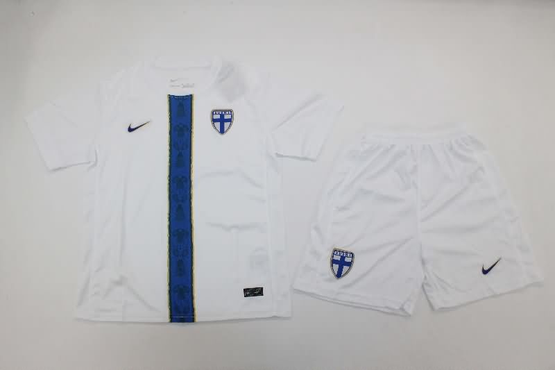 Kids Finland 2025 Away Soccer Jersey And Shorts