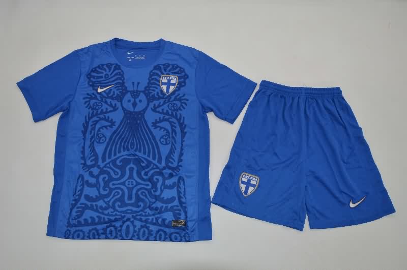 Kids Finland 2025 Home Soccer Jersey And Shorts