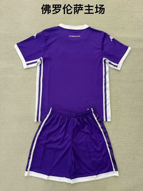 Kids Fiorentina 25/26 Home Soccer Jersey And Shorts
