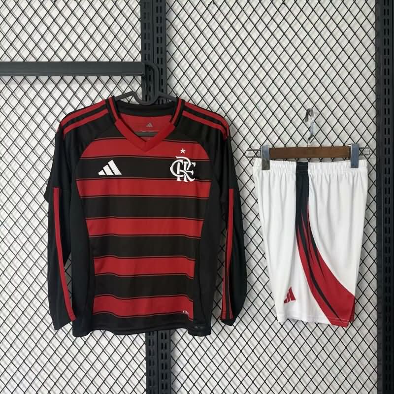 Kids Flamengo Soccer Jersey Home Long Sleeve Replica 2025 Kids Flamengo Soccer Jersey Home Long Sleeve Replica 2025