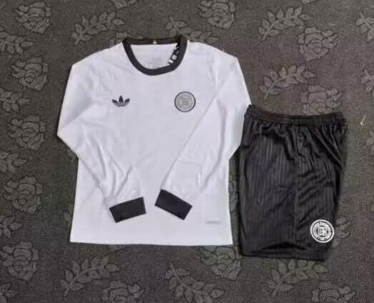 Kids Germany 125th Anniversary White Long Sleeve Soccer Jersey And Shorts