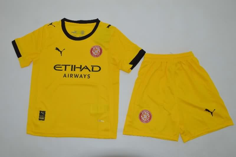 Kids Girona 25/26 Away Soccer Jersey And Shorts