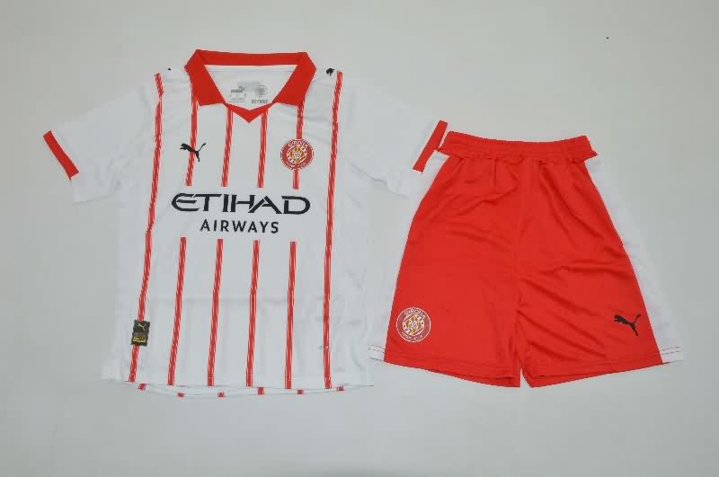 Kids Girona 25/26 Home Soccer Jersey And Shorts