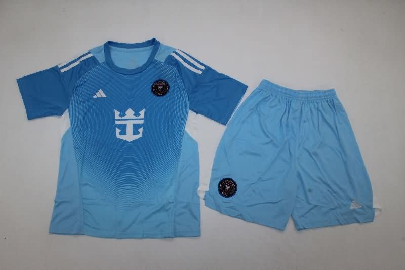 Kids Inter Miami 2025 Goalkeeper Blue Soccer Jersey And Shorts Kids Inter Miami 2025 Goalkeeper Blue Soccer Jersey And Shorts