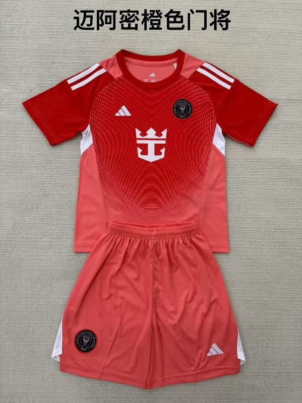 Kids Inter Miami 2025 Goalkeeper Red Soccer Jersey And Shorts Kids Inter Miami 2025 Goalkeeper Red Soccer Jersey And Shorts
