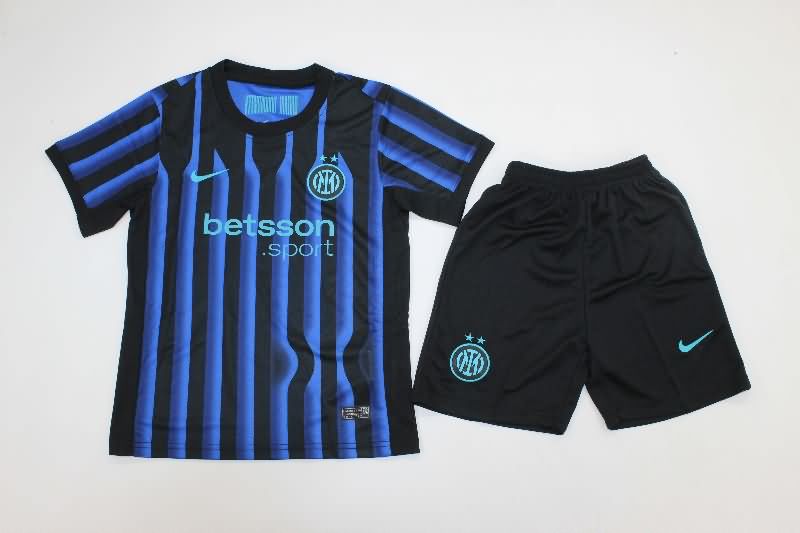 Kids Inter Milan 25/26 Home Soccer Jersey And Shorts
