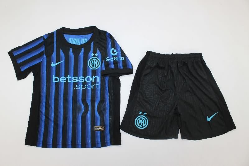 Kids Inter Milan 25/26 Home Soccer Jersey And Shorts (Player)