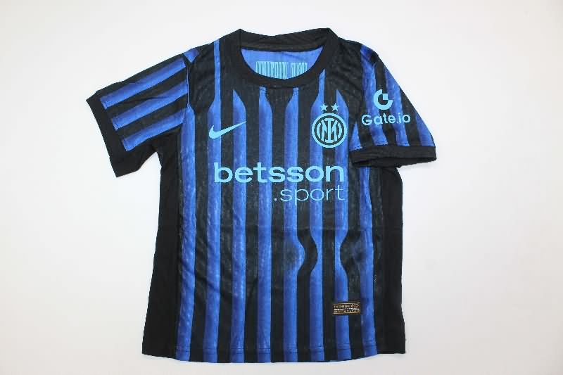 Kids Inter Milan 25/26 Home Soccer Jersey And Shorts (Player)