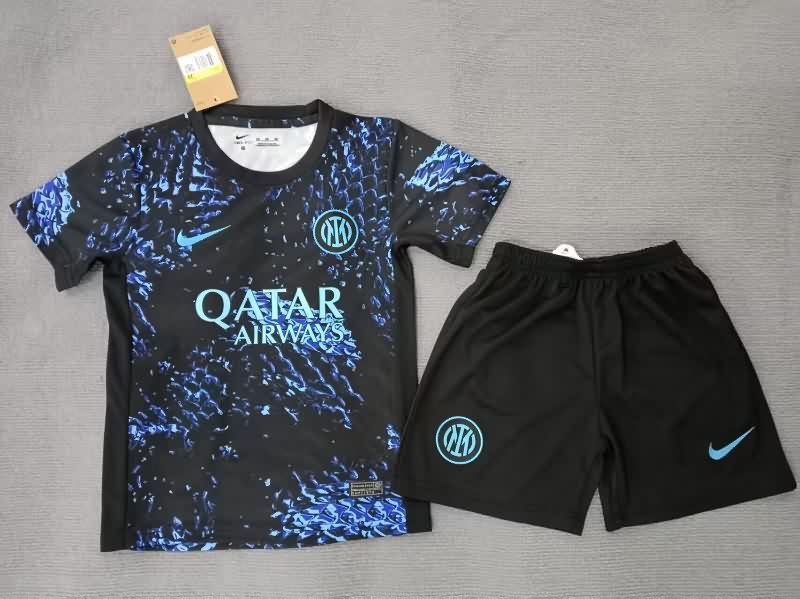 Kids Inter Milan 25/26 Training Soccer Jersey And Shorts