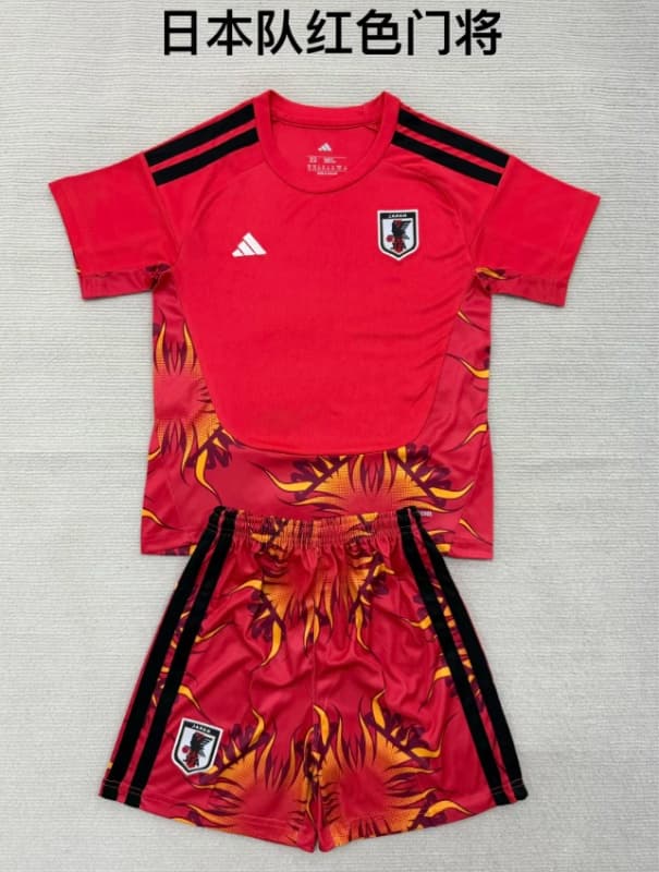 Kids Japan 2026 World Cup Goalkeeper Red Soccer Jersey And Shorts