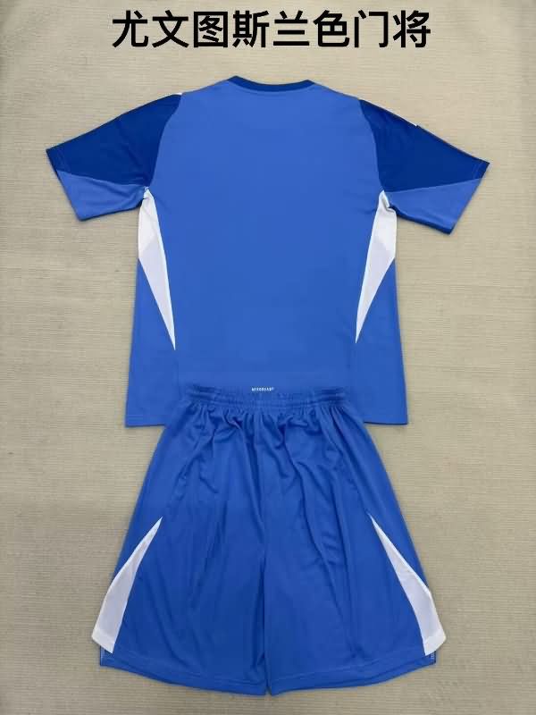 Kids Juventus 25/26 Goalkeeper Blue Soccer Jersey And Shorts
