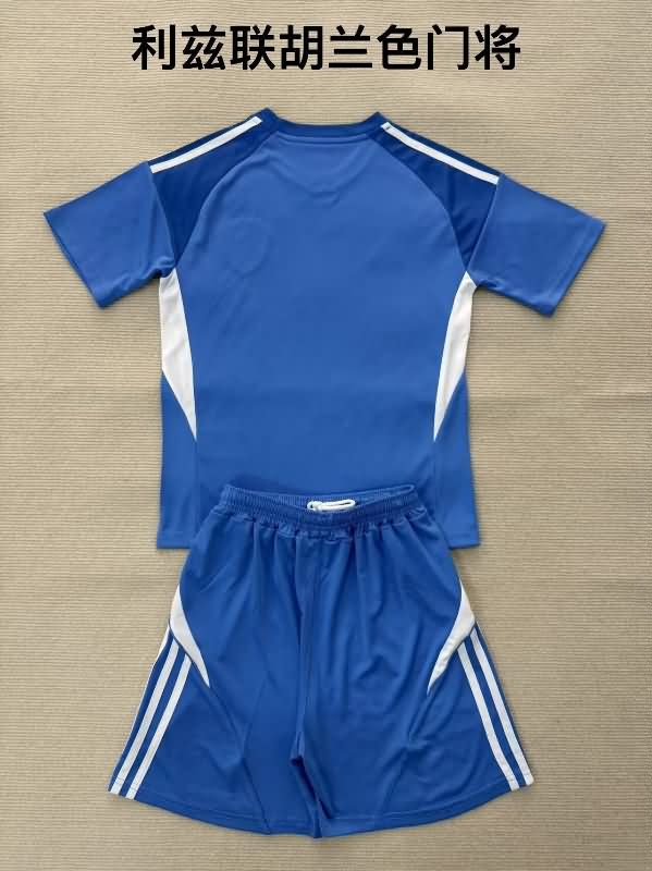 Kids Leeds United 25/26 Goalkeeper Blue Soccer Jersey And Shorts