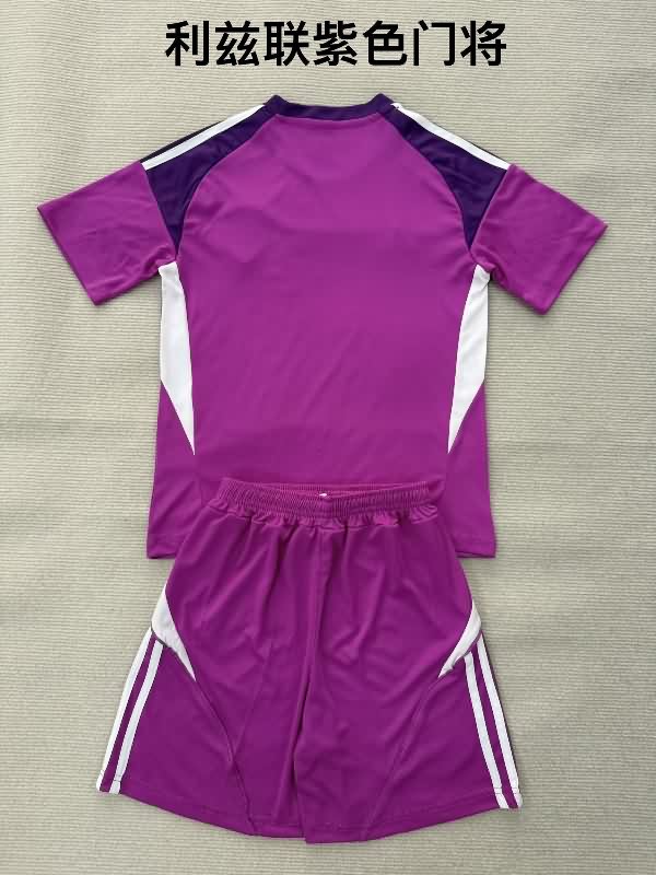 Kids Leeds United 25/26 Goalkeeper Purple Soccer Jersey And Shorts