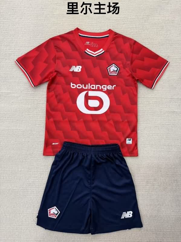 Kids Lille 25/26 Home Soccer Jersey And Shorts Kids Lille 25/26 Home Soccer Jersey And Shorts