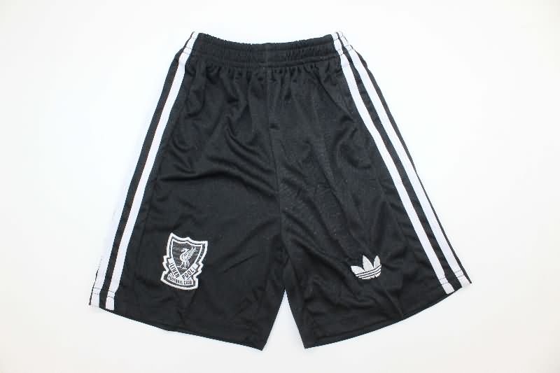 Kids Liverpool 25/26 Goalkeeper Black Soccer Jersey And Shorts 02