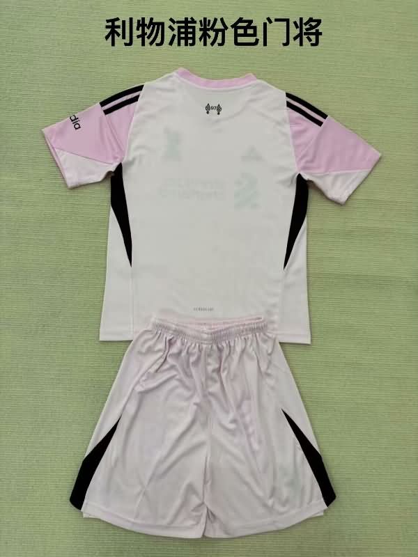 Kids Liverpool 25/26 Goalkeeper Pink Soccer Jersey And Shorts Leaked
