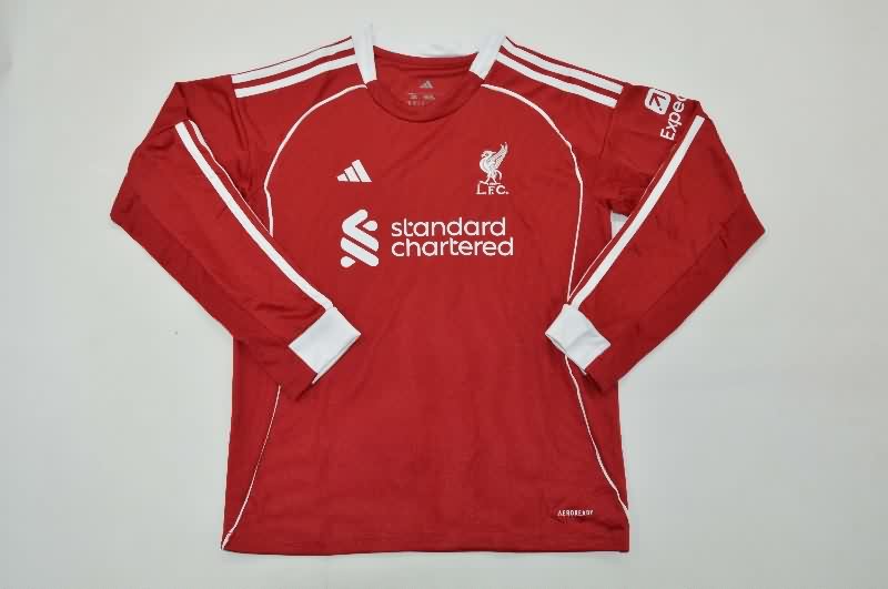 Kids Liverpool 25/26 Home Long Sleeve Soccer Jersey And Shorts