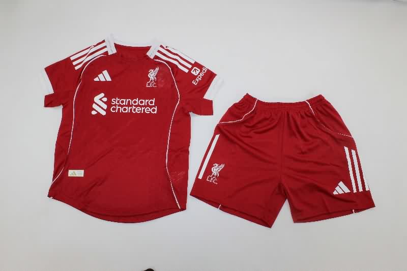 Kids Liverpool 25/26 Home Soccer Jersey And Shorts (Player)