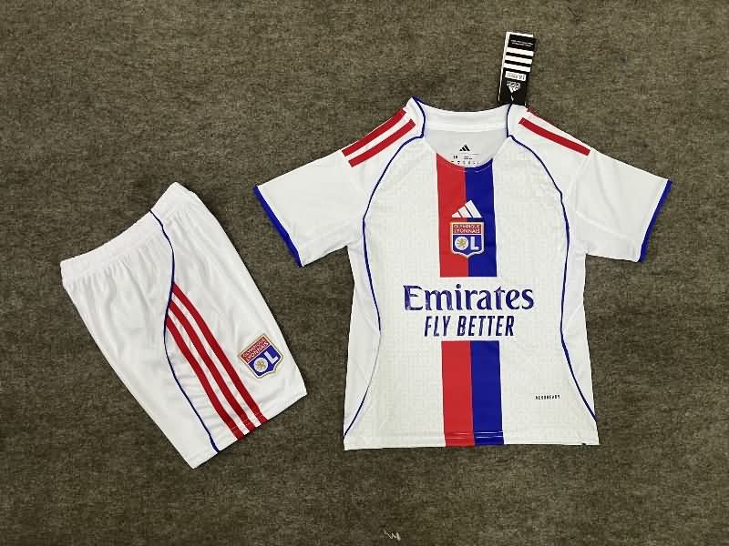Kids Lyon 25/26 Home Soccer Jersey And Shorts Kids Lyon 25/26 Home Soccer Jersey And Shorts