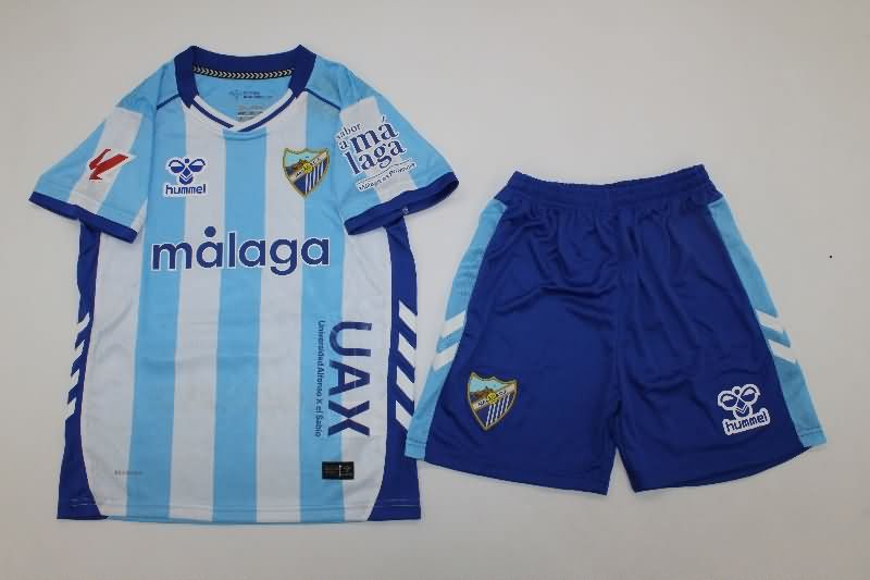 Kids Malaga 25/26 Home Soccer Jersey And Shorts