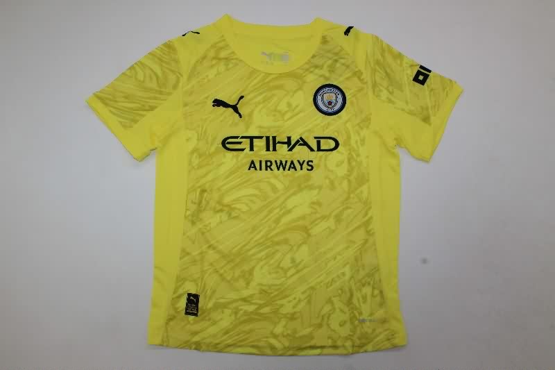 Kids Manchester City 25/26 Goalkeeper Yellow Soccer Jersey And Shorts