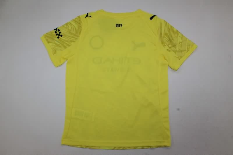 Kids Manchester City 25/26 Goalkeeper Yellow Soccer Jersey And Shorts