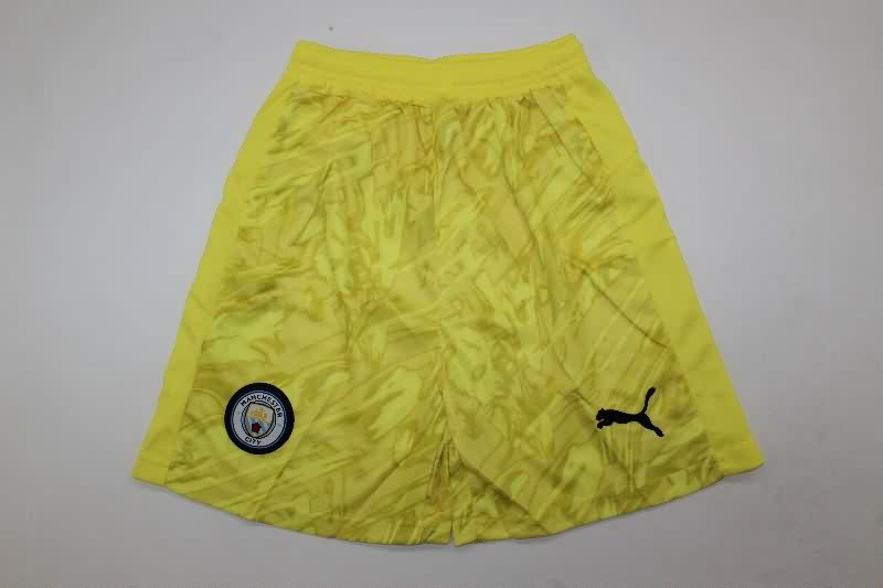 Kids Manchester City 25/26 Goalkeeper Yellow Soccer Jersey And Shorts