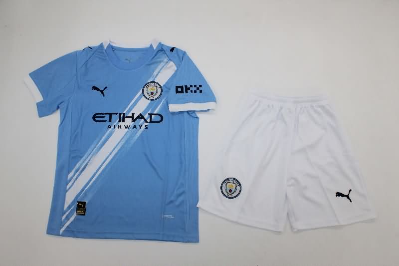 Kids Manchester City 25/26 Home Soccer Jersey And Shorts
