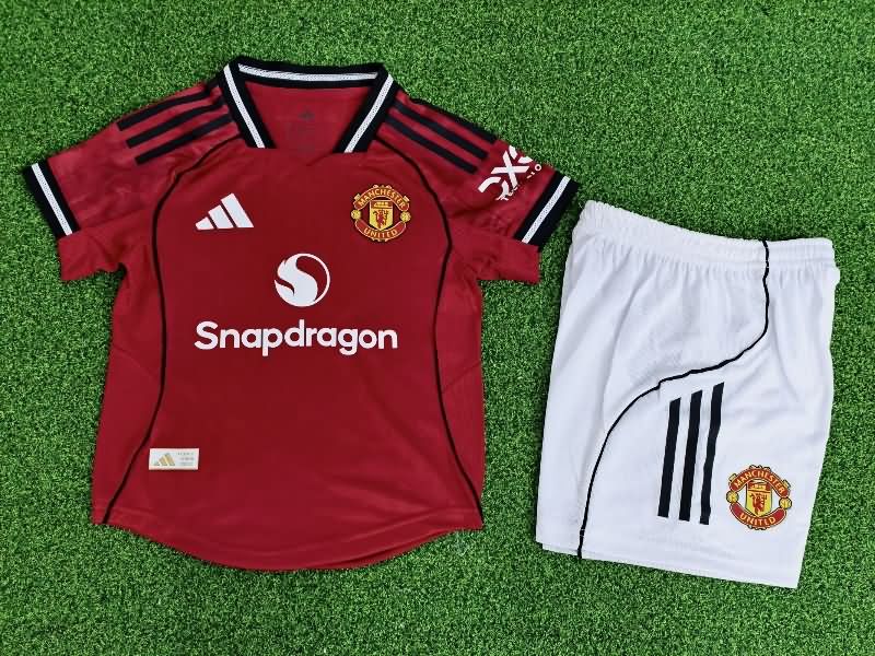 Kids Manchester United 25/26 Home Soccer Jersey And Shorts (Player)