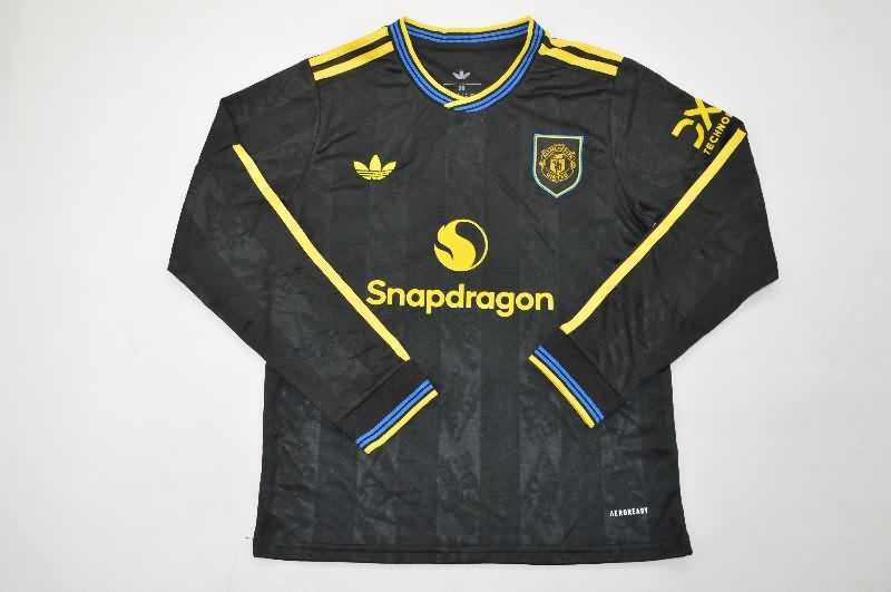 Kids Manchester United 25/26 Third Long Sleeve Soccer Jersey And Shorts