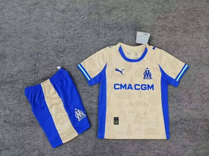 Kids Marseilles 25/26 Fourth Soccer Jersey And Shorts