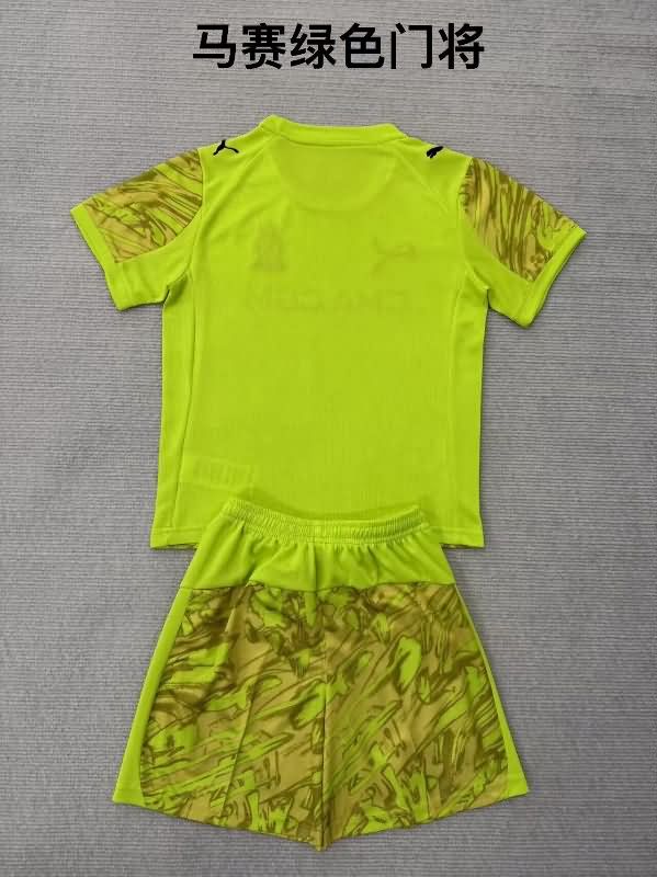 Kids Marseilles 25/26 Goalkeeper Green Soccer Jersey And Shorts